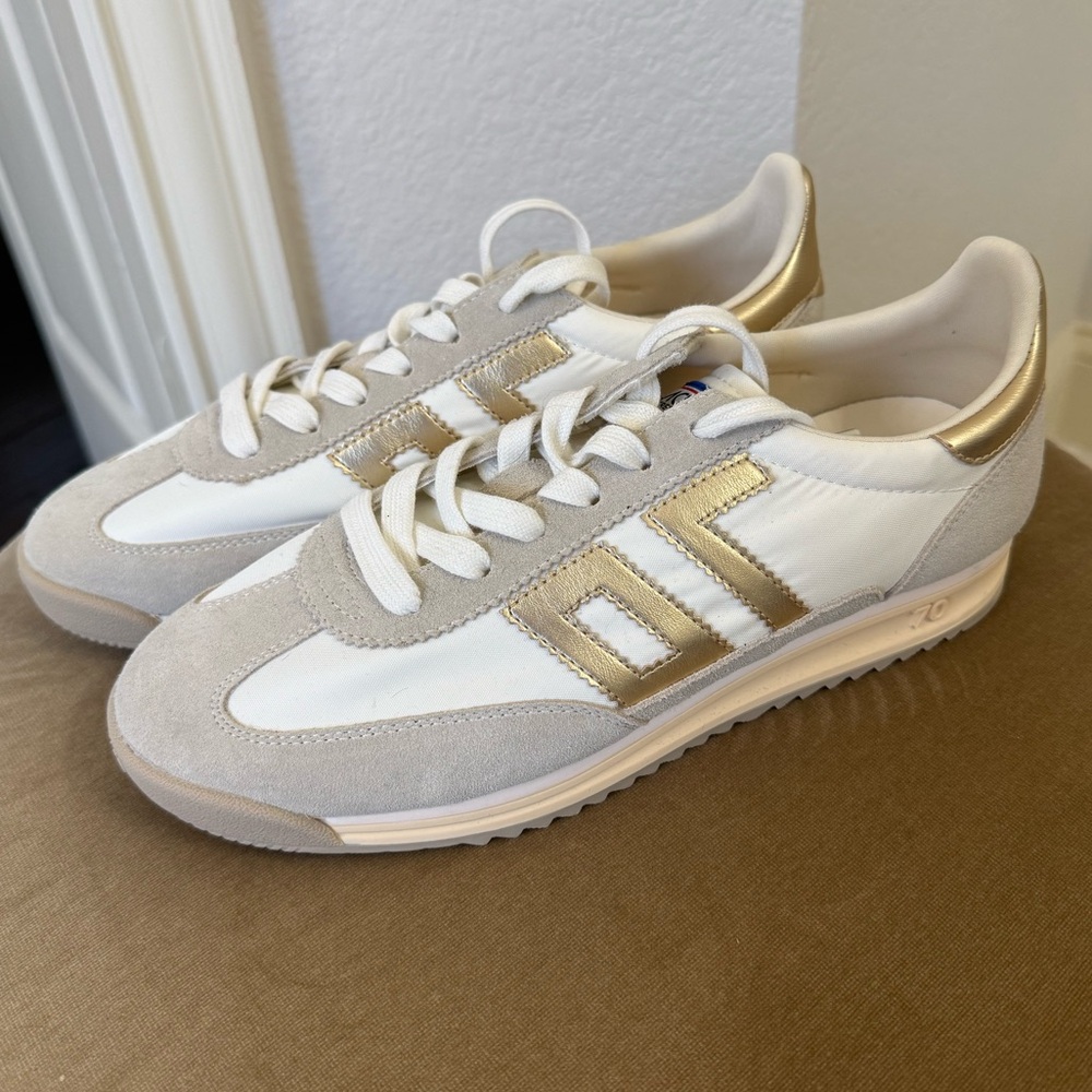 White and Gold Sneakers